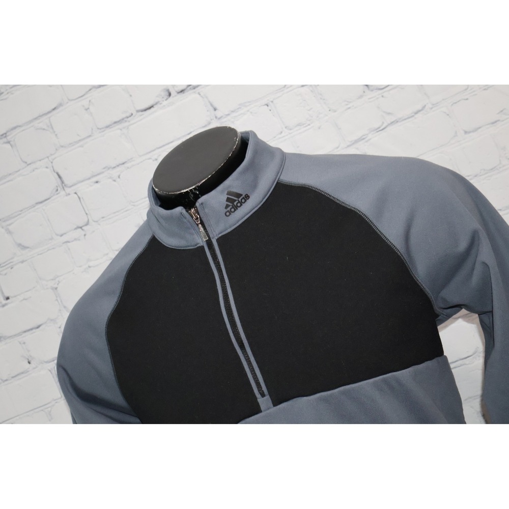 Adidas Golf Pullover Men Medium Gray Black ClimaWarm 1/4 Zip Fleece B89788